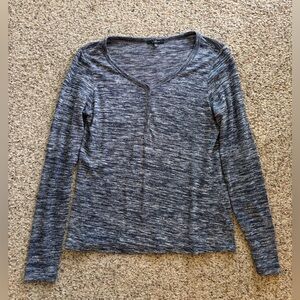 Mavi Women's Marled Navy Gray Long-Sleeve Henley
